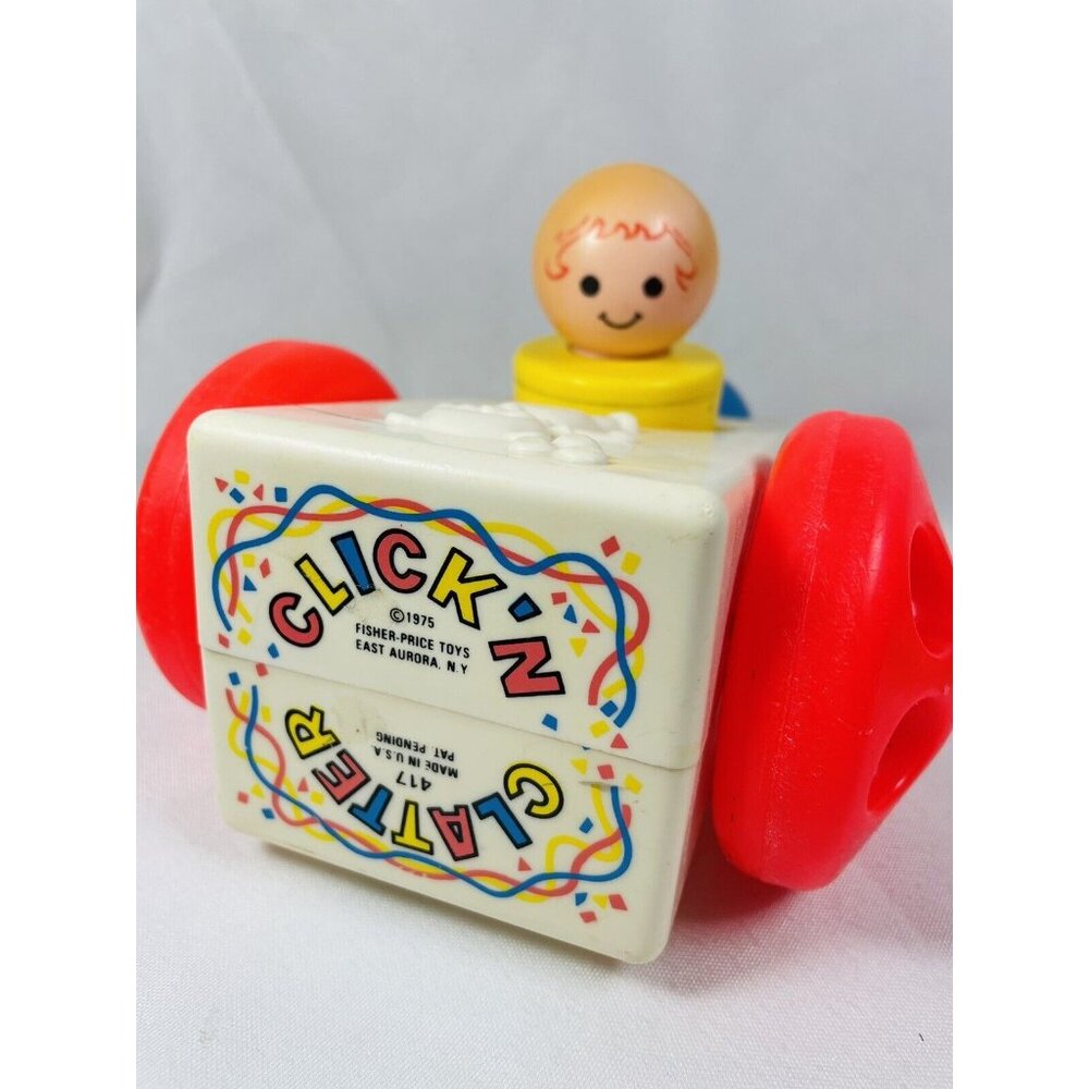 Fisher Price Jumbo 1974 Little People 417 Click n' Clatter Push 1975 Toy Vintage